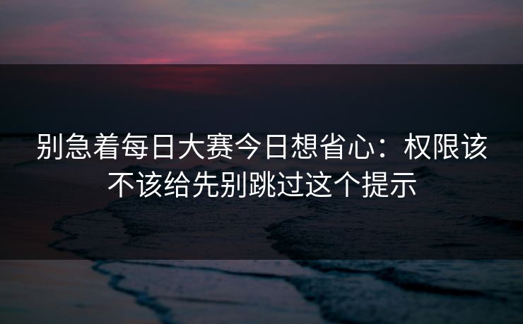 别急着每日大赛今日想省心：权限该不该给先别跳过这个提示