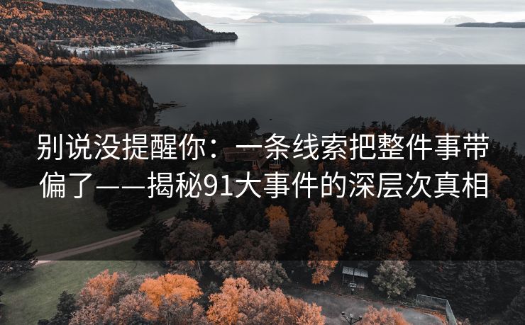 别说没提醒你：一条线索把整件事带偏了——揭秘91大事件的深层次真相