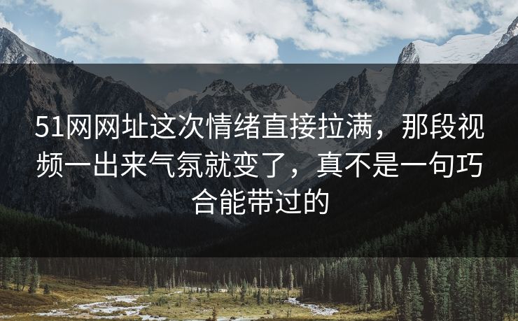 51网网址这次情绪直接拉满，那段视频一出来气氛就变了，真不是一句巧合能带过的